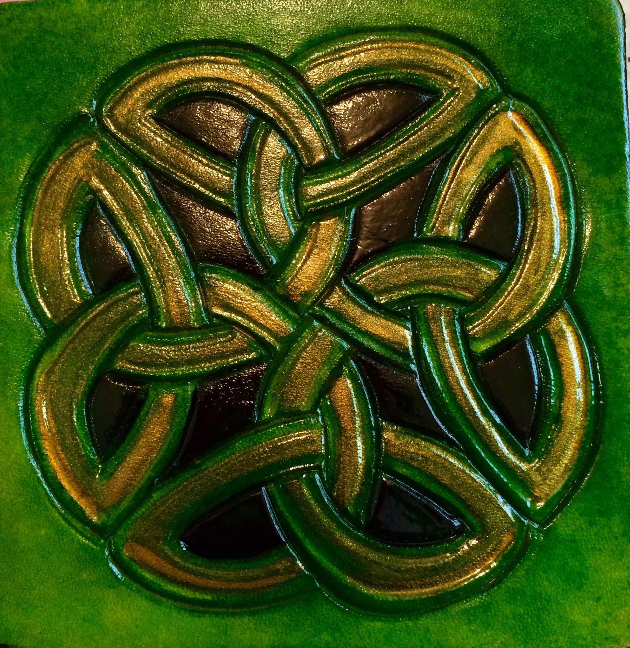 Buy Hand Crafted Celtic Knot Leather Coasters, made to order from Saxon