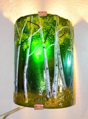 Custom Made Aspen Grove Fused Glass Sconce
