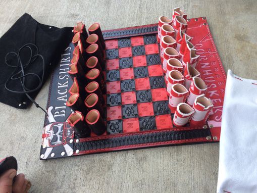 Custom Made All Leather Chess Set