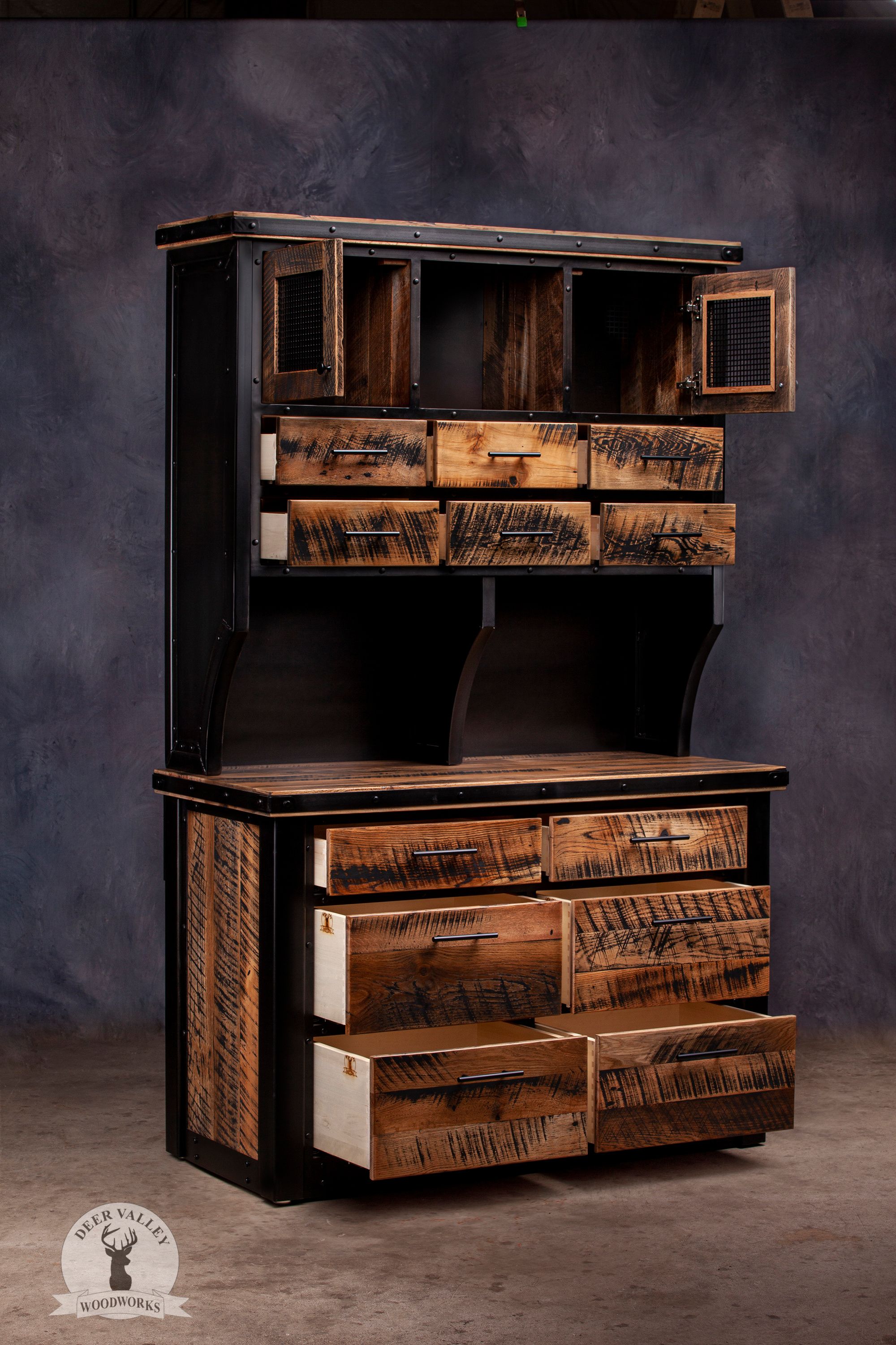 Buy Hand Made Hutch, Industrial Credenza Hutch, Rustic Hutch, made to