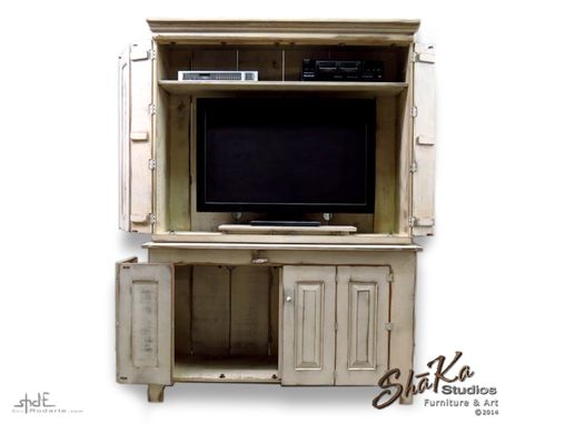 Custom Made Shabby Cottage Chic Tv Cabinet With Bi-Fold Wrap Around Doors