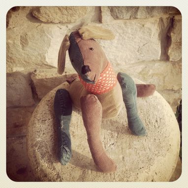 Custom Made Jointed Dog /Made From Up Cycled Corduroy /Vintage Style /Hand Stitched Details