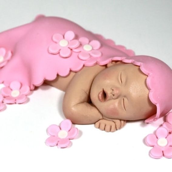 Hand Crafted Baby Girl Cake Topper by Lil sculpture | CustomMade.com