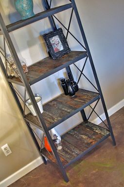 Custom Made Reclaimed Wood Shelving Unit. Industrial Bookcase. Vintage Style Shelving Unit.
