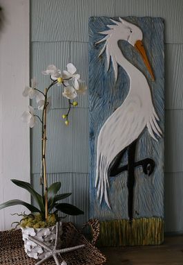Custom Made Coastal Egret Relief Carving