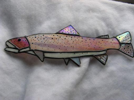 Custom Made Stained Glass Rainbow Trout In Iridescent Pink