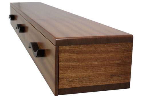 Custom Made 3 Drawer Floating Shelf | Solid Wood | Hand Carved Drawer Pulls