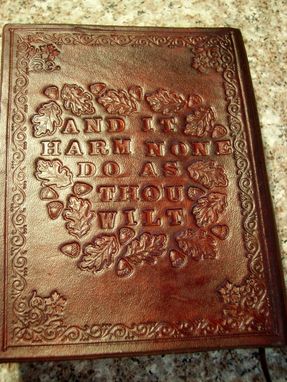 Custom Made Hand Tooled Leather Pentagram Blank Book - Book Of Shadows