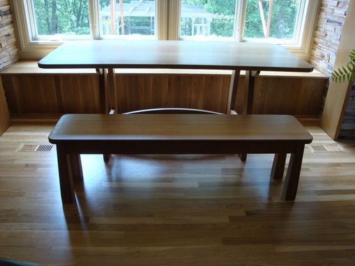 Custom Made Trestle Style Table And Bench Made From Quarter Sawn White Oak