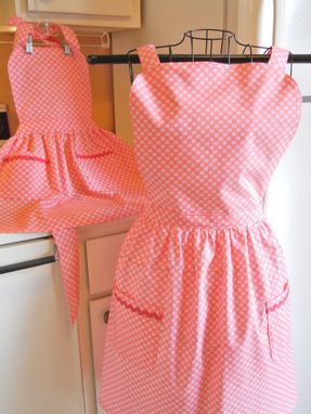 Custom Made Mother Daughter Matching Vintage Style Full Aprons In Peach