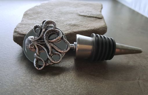 Custom Made Handmade Oxidized Silver Octopus Wine Bottle Stopper