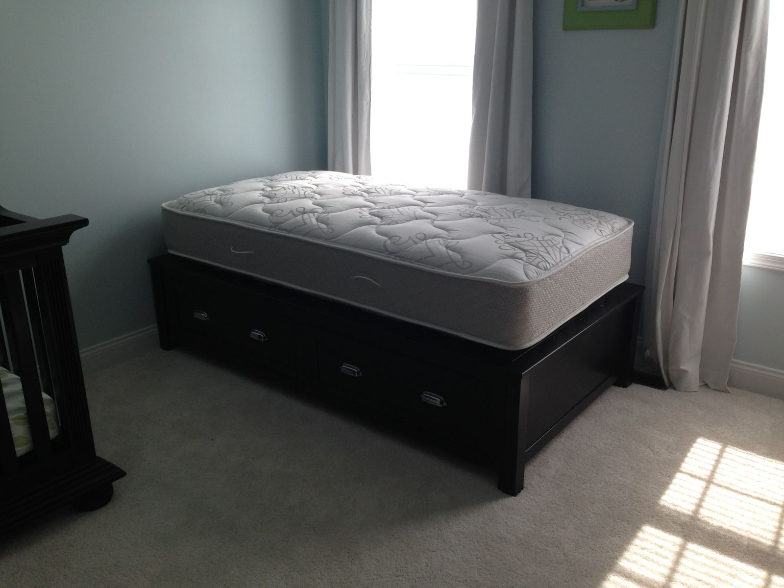 Dark Stained Cherry Twin Bed, Plane Twin Bed