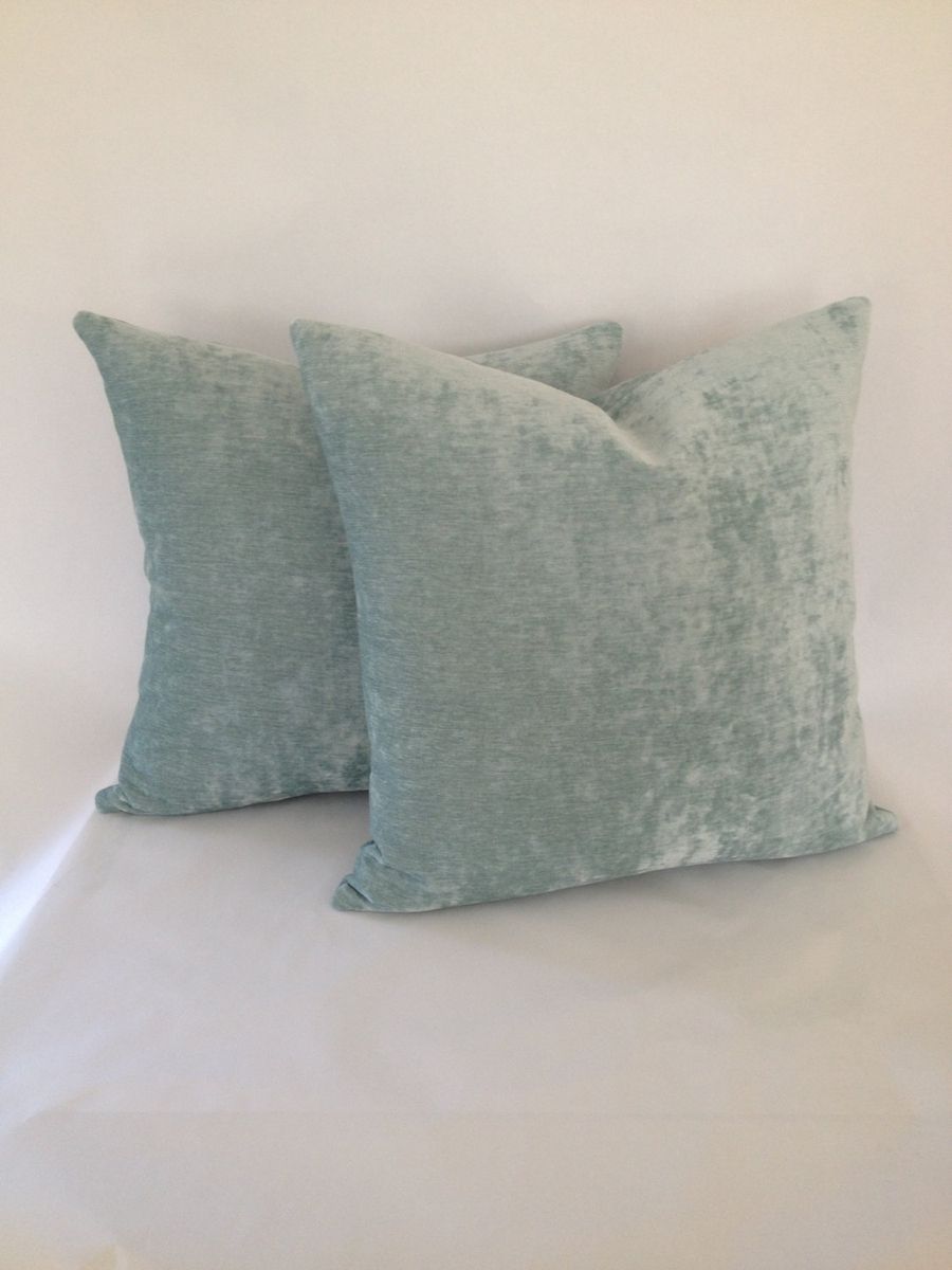 Hand Made SeaFoam Silky Velvet Pillow Cover by Fenia's Workroom
