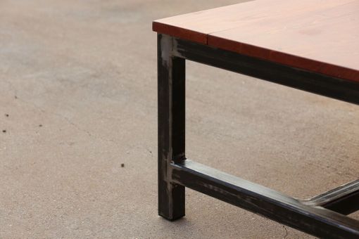 Custom Made Raw Steel & Pine Coffee Table