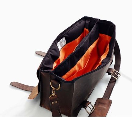 Custom Made Leather Computer Bag For Men - Xl Genuine Leather Bag - A Leather Shoulder Bag - 100 % Made In Usa
