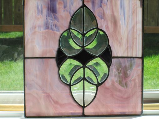 Custom Made Beveled Glass And Purple Stained Glass Suncatcher