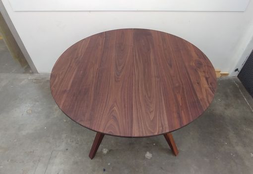 Custom Made Expandable 48 Inch Diameter Solid Walnut Table W/ 18-Inch Leaf