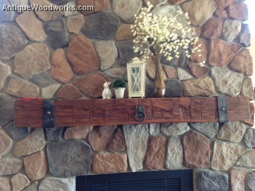 Custom Made Fireplace Mantel With Metal Straps