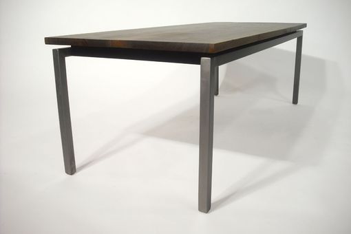 Custom Made Walnut And Steel Coffee Table