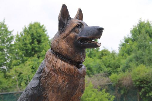 Custom Made Bronze German Shepherd Memorial | Life Size Bronzes - Custom Bronze Statues - Lost Wax Casting