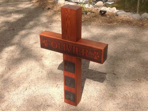 Custom Made Personalized Cedar Timber Laser Engraved Memorial Cross