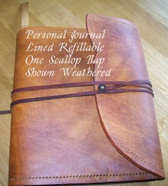 Custom Made Custom Leather Journal With Scalloped Edge In Weathered Color