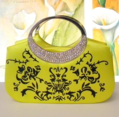Custom Made Lime Green Damask Set Of Shoes And Purse