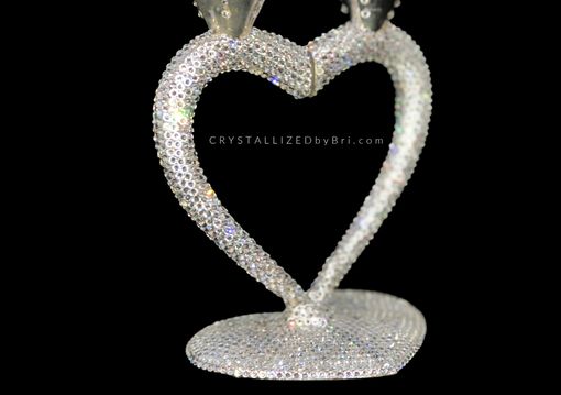 Custom Made Custom Crystallized Champagne Glasses Pair Heart Bling Wedding European Crystals Bedazzled