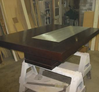 Custom Made Wenge Table With A Solid Aluminum Insert