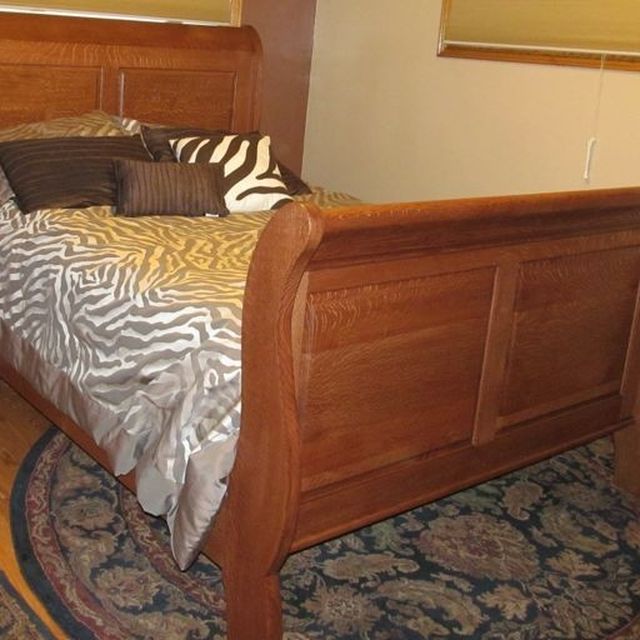 Hand Made Sleigh Bed Quarter Sawed Oak Queen Size Or King By Hand Made Sleigh Bed Quarter Sawed Oak Queen Size Or King By Tom Kies Woodworks Custommade