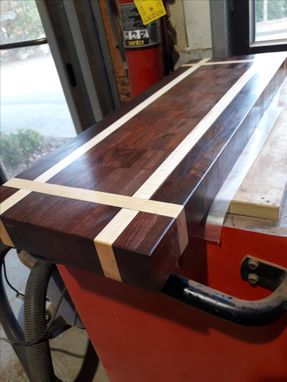 Custom Made Walnut And Maple End Grain Cutting Board With Dovetailed Drawers For Spices, Etc.
