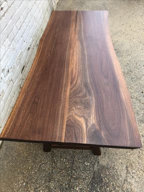 Custom Made Walnut Coffee Table, Live Edge, Soft Mild Curves