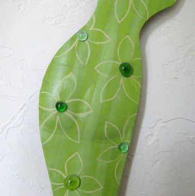 Custom Made Handmade Upcycled Metal Exotic African Lady Wall Art Sculpture In Lime Green