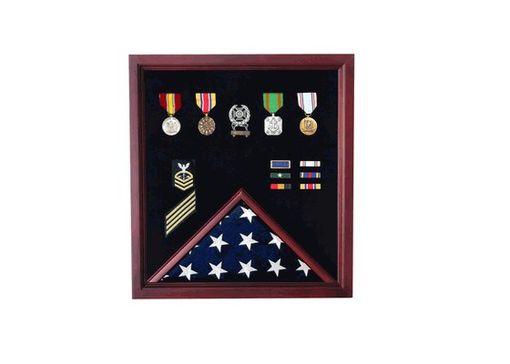Custom Made Military Flag And Medal Display Case - Shadow Box Veterans Made