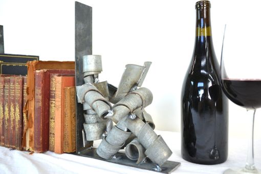 Custom Made Wine Barrel Bookends - Relaxing With A Good Book - Made From Retired Ca Wine Barrel Rings