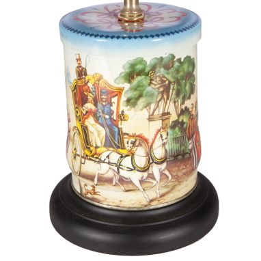 Custom Made Vintage Park Scene Caddy Upcycled Lamp