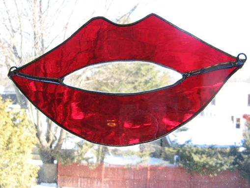 Custom Made Red Lips Stained Glass Light Catcher