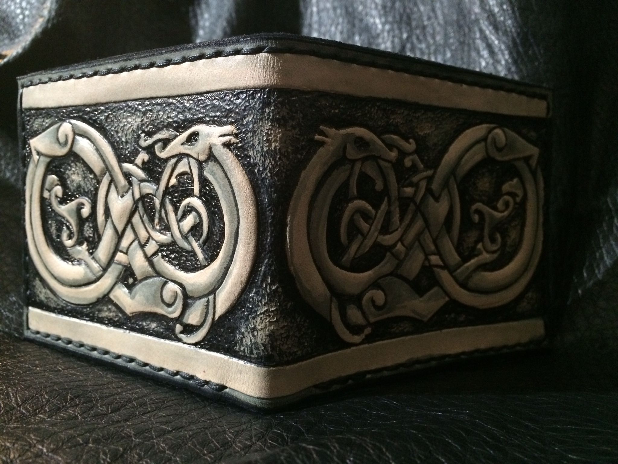 Buy Hand Made Leather Viking Dragon Wallet Leather Bifold, made to