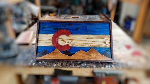 Custom Made Large Wooden Colorado Flag With Frame 18x32in
