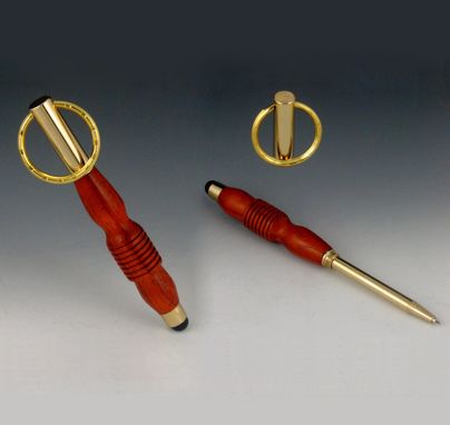 Custom Made Touch Stylus Keyring With Telescoping Mini Pen, Exotic Wood Body, Five Available Colors