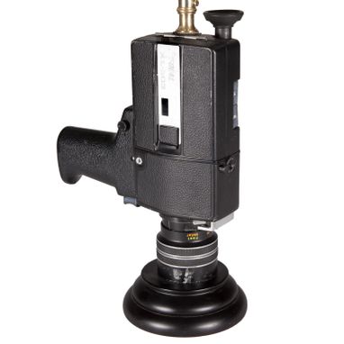 Custom Made Vintage Camera Upcycled Movie Lamp With New Black Lamp Shade