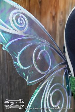 Custom Made Tinkerbell Pixie Print Dress With Light Up Fairy Wings Costume