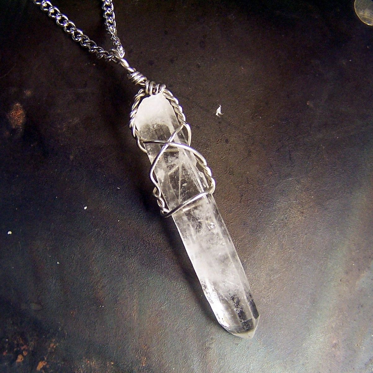 Buy A Custom Quartz Crystal Wire Wrap Necklace Pendant Sterling