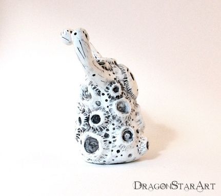 Custom Made Clay Alien Sculpture, White Moon Crater Creature
