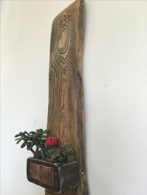Custom Made Handcrafted Wood And Copper Hanging Planter