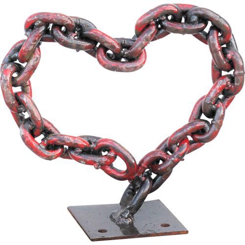 Buy Hand Crafted Welded Chain Art Metal Heart Sculpture, Sign