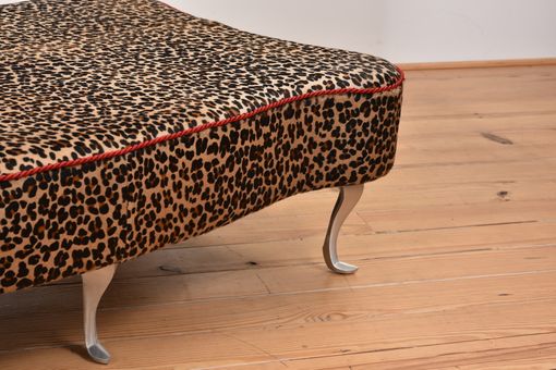 Custom Made Leopard Leather Hair-On-Hide Ottoman Coffee Table