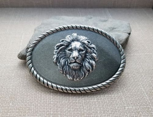 Custom Made Handmade Oxidized Silver Brass Steampunk Lion Belt Buckle