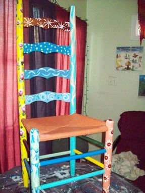 Custom Made Ladderback Handpainted Kitchen Chair With Cane Seat
