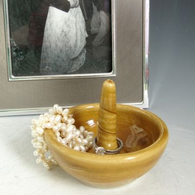 Custom Made Pottery Engagement Ring Holder In Golden Yellow